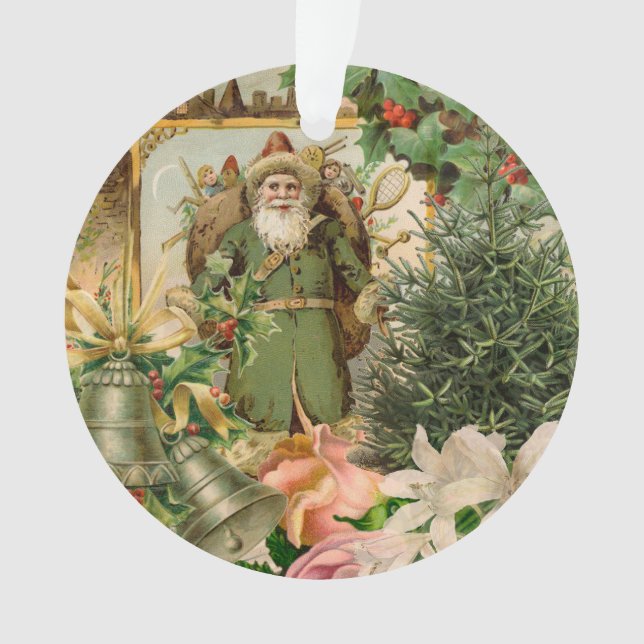 Santa Claus Christmas Antique Beautiful Art Ornament (Front)