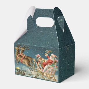 Santa Claus Christmas Antique Sleigh Reindeer Favour Box