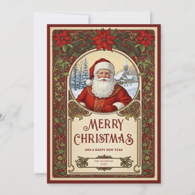 Santa Claus Christmas Art Nouveau Vintage Holiday (Front)