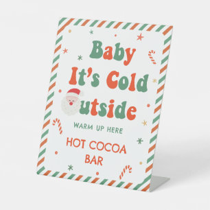 Santa Claus Christmas Baby Shower  Hot Cocoa Bar Pedestal Sign
