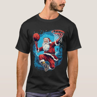 Santa Claus Christmas Basketball Xmas T-Shirt