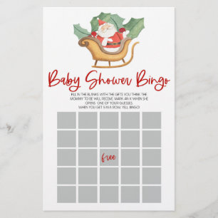Santa Claus Christmas Bingo Baby Shower Game Stationery