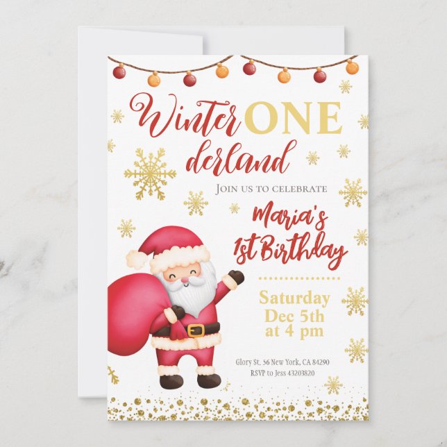Santa Claus Christmas Birthday Invitation (Front)