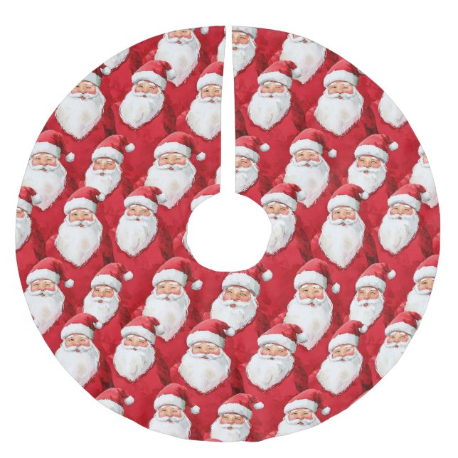 Santa Claus Christmas Brushed Polyester Tree Skirt (Front)