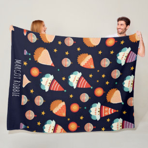 Santa Claus Christmas Decorations Retro Pattern Fleece Blanket