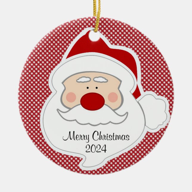 Santa Claus Christmas Design Ceramic Ornament (Front)