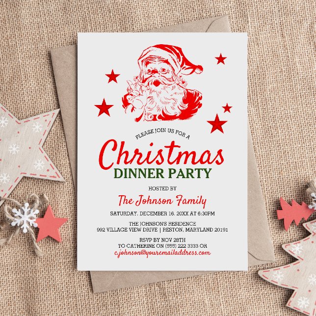 Santa Claus Christmas Dinner Party Invitation (Creator Uploaded)