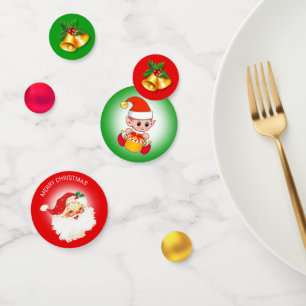 Santa Claus, Christmas elf & Bells Confetti