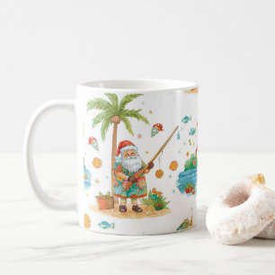 Santa Claus Christmas Fishing in Summer Coffee Mug