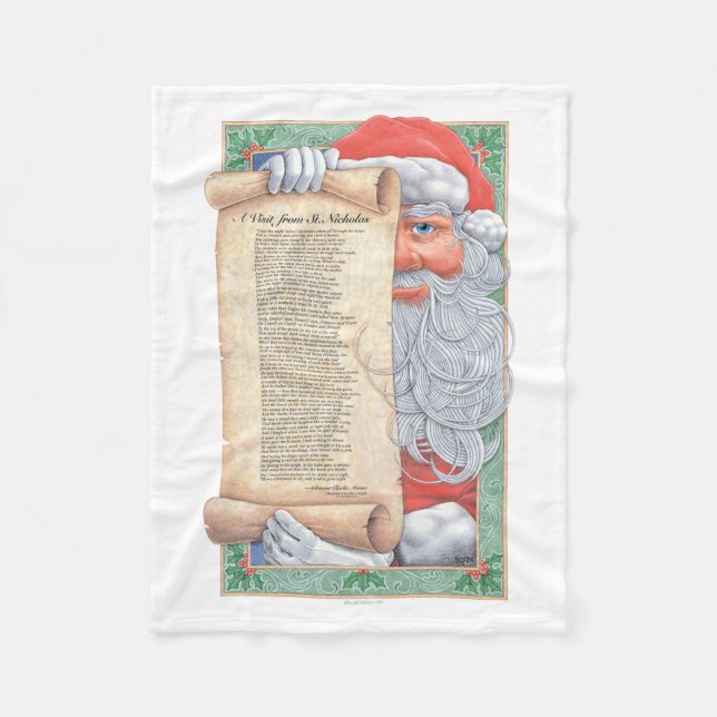 Santa Claus Christmas Fleece Blanket (Front)