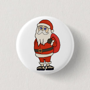 Santa Claus Christmas Flip Flops 3 Cm Round Badge
