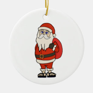 Santa Claus Christmas Flip Flops Ceramic Ornament