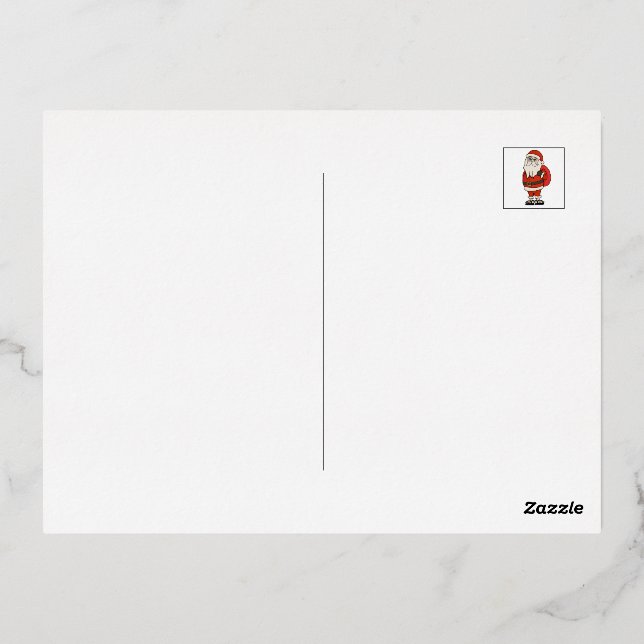 Santa Claus Christmas Flip Flops Foil Holiday Postcard (Back)