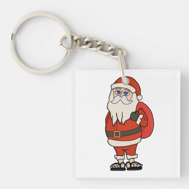 Santa Claus Christmas Flip Flops Key Ring (Front)