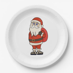 Santa Claus Christmas Flip Flops Paper Plate
