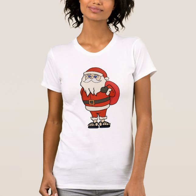 Santa Claus Christmas Flip Flops T-Shirt (Front)