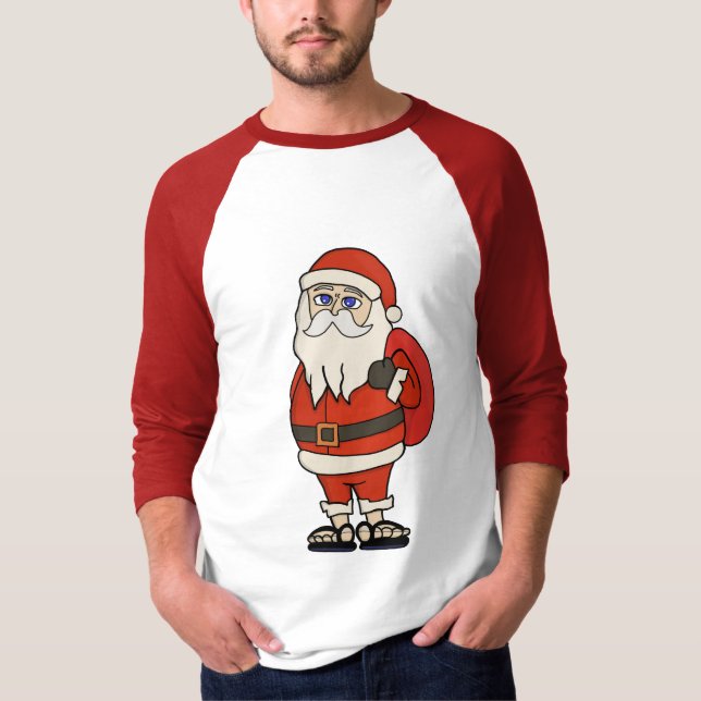 Santa Claus Christmas Flip Flops T-Shirt (Front)