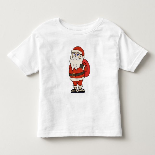 Santa Claus Christmas Flip Flops Toddler T-Shirt (Front)