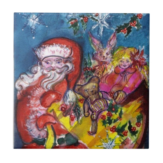 SANTA CLAUS, CHRISTMAS GIFT SACK AND TOYS CERAMIC TILE (Front)