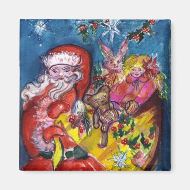 SANTA CLAUS, CHRISTMAS GIFT SACK AND TOYS MAGNET (Front)