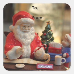 Santa Claus Christmas gift wrap stickers. Square Sticker
