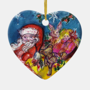 SANTA CLAUS,CHRISTMAS GIFTS,TOYS Yellow Heart Ceramic Ornament