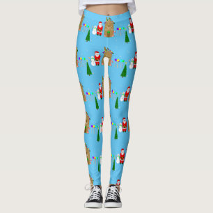 santa claus christmas gingerbread house leggings