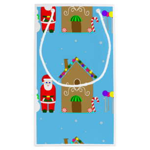 santa claus christmas gingerbread house small gift bag