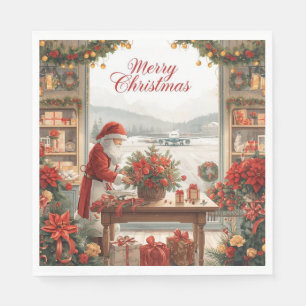 Santa Claus Christmas greeting from airport Napkin