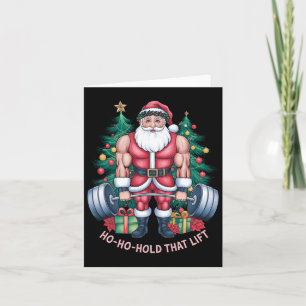 Santa Claus Christmas Gym Workout Ho-ho-hold That  Card