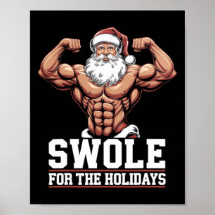 Santa Claus Christmas Gym Workout Swole For The Ho Poster