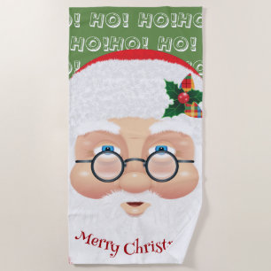 Santa Claus Christmas Holiday Beach Towel