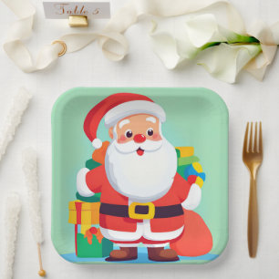 Santa Claus Christmas Holiday Paper Plate
