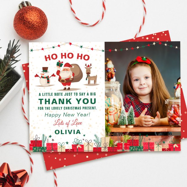 Santa Claus Christmas Holiday Party Photo Thank You Card (Creator Uploaded)
