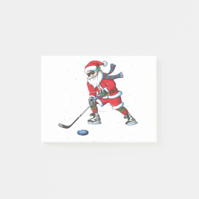 Santa claus christmas ice hockey gifts kids boys.p post-it notes (Front)