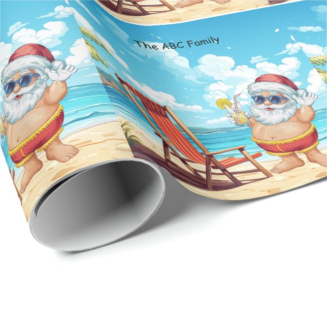 SANTA CLAUS Christmas in July at Beach  Wrapping Paper (Roll Corner)