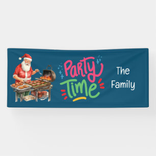 Santa Claus Christmas in July Barbecue Party Banner