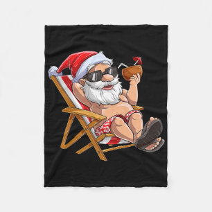Santa Claus Christmas In July Boys Tropical Hawaii Fleece Blanket