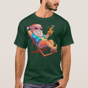 Santa Claus Christmas In July Hawaiian Xmas Summer T-Shirt