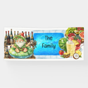 Santa Claus Christmas in July Pool Party  Banner