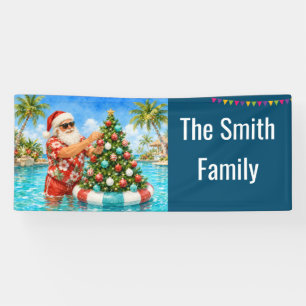 Santa Claus Christmas in July Pool Party Banner
