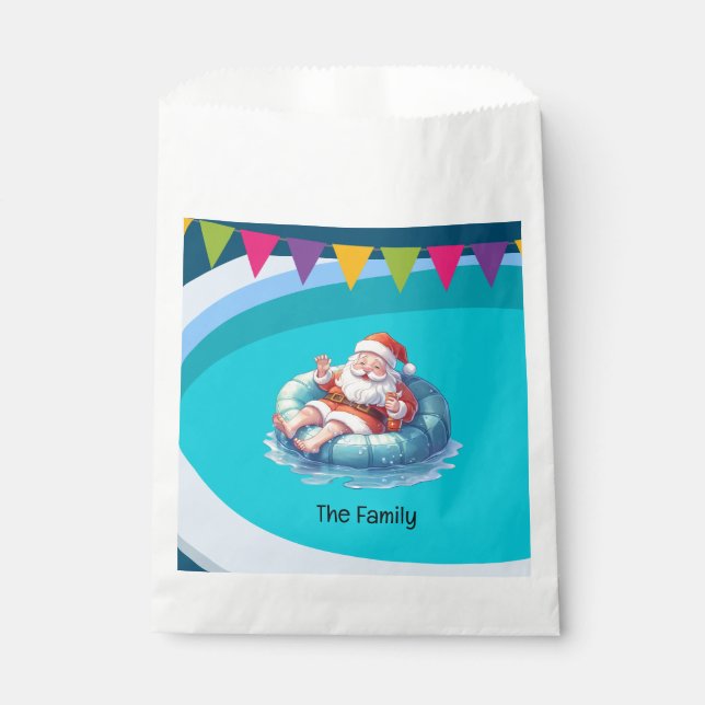 Santa Claus Christmas in July Pool Party  Favour Bag (Front)