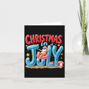 Santa Claus Christmas In July Summer Vibes Beach X Card