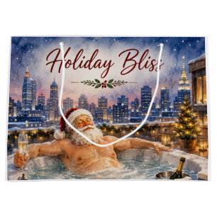 Santa Claus Christmas in Spa for Spa Lovers Large Gift Bag