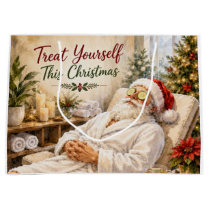 Santa Claus Christmas in Spa for Spa Lovers Large Gift Bag