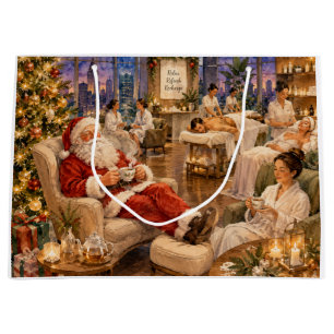 Santa Claus Christmas in Spa for Spa Lovers Large Gift Bag