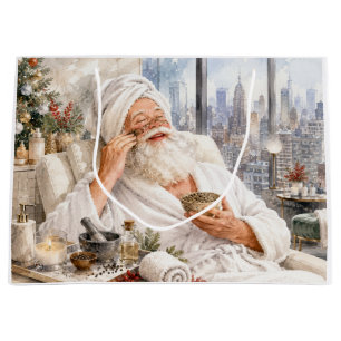 Santa Claus Christmas in Spa for Spa Lovers Large Gift Bag