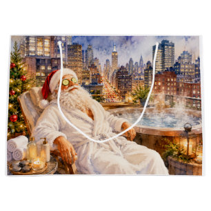 Santa Claus Christmas in Spa for Spa Lovers Large Gift Bag