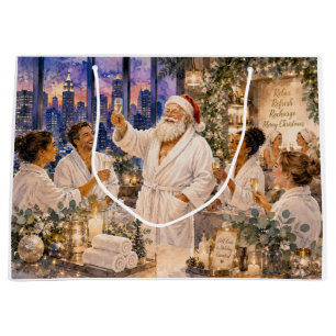 Santa Claus Christmas in Spa for Spa Lovers Large Gift Bag