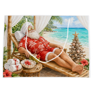 Santa Claus Christmas in Spa for Spa Lovers Large Gift Bag